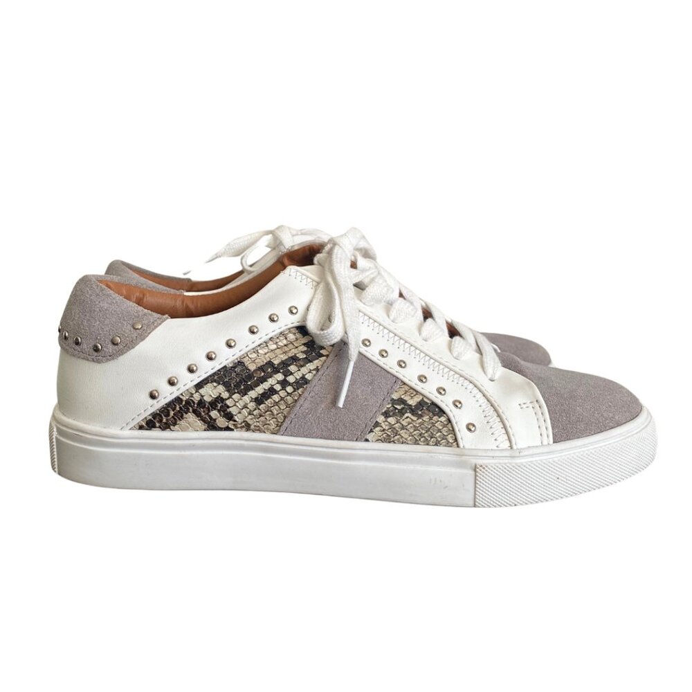 Steve Madden Annita Court Snake Animal Print Suede Fashion Sneakers - Size 7.5